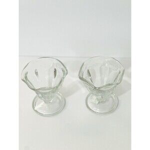 Vintage Anchor Hocking  Tulip Sundae Cups Set of Clear Glass Parfait Dessert
